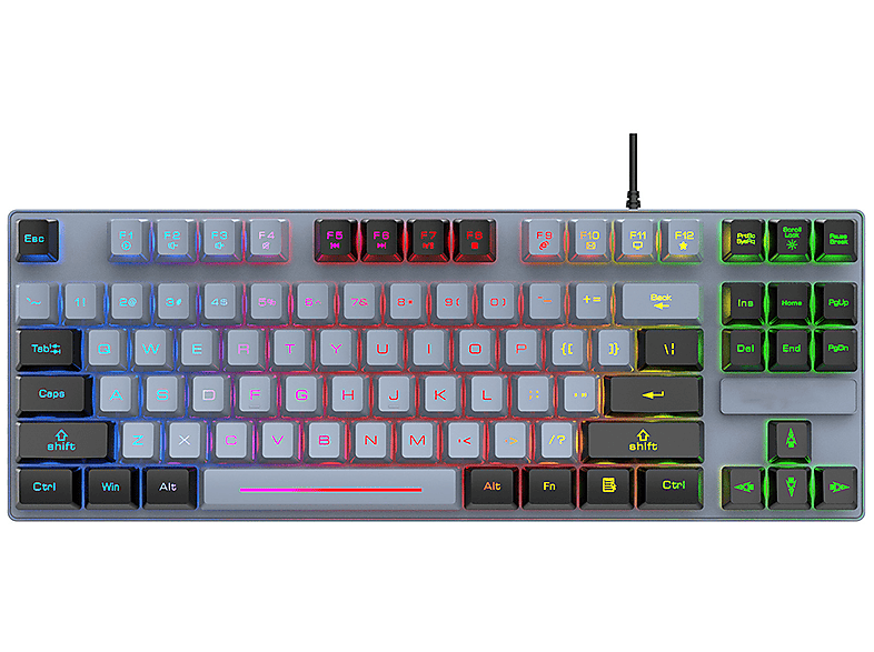 SYNTEK Tastatur grau Mechanisches Feeling USB Verdrahtet Dual Patchwork Farbe Tastatur, Tastatur, Mechanical Feel