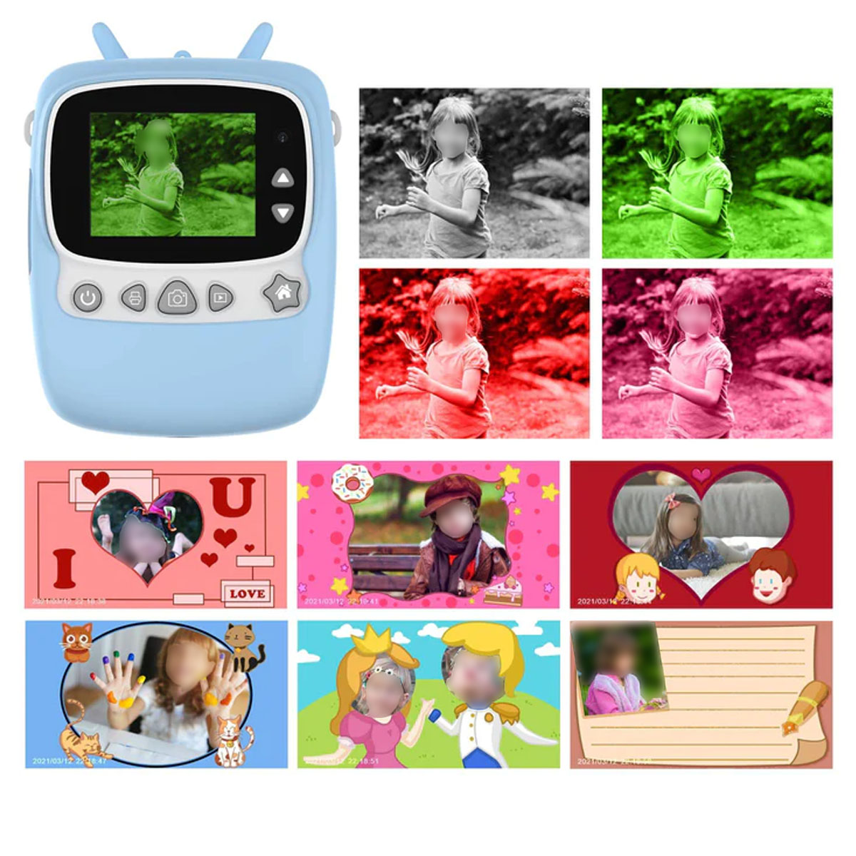BRIGHTAKE Kinder-Sofortbildkamera: Kinder-Digitalkamera 5 DIY-Spaß, Kameras, Jahren Filmpakete, Kreativer ab blau 2