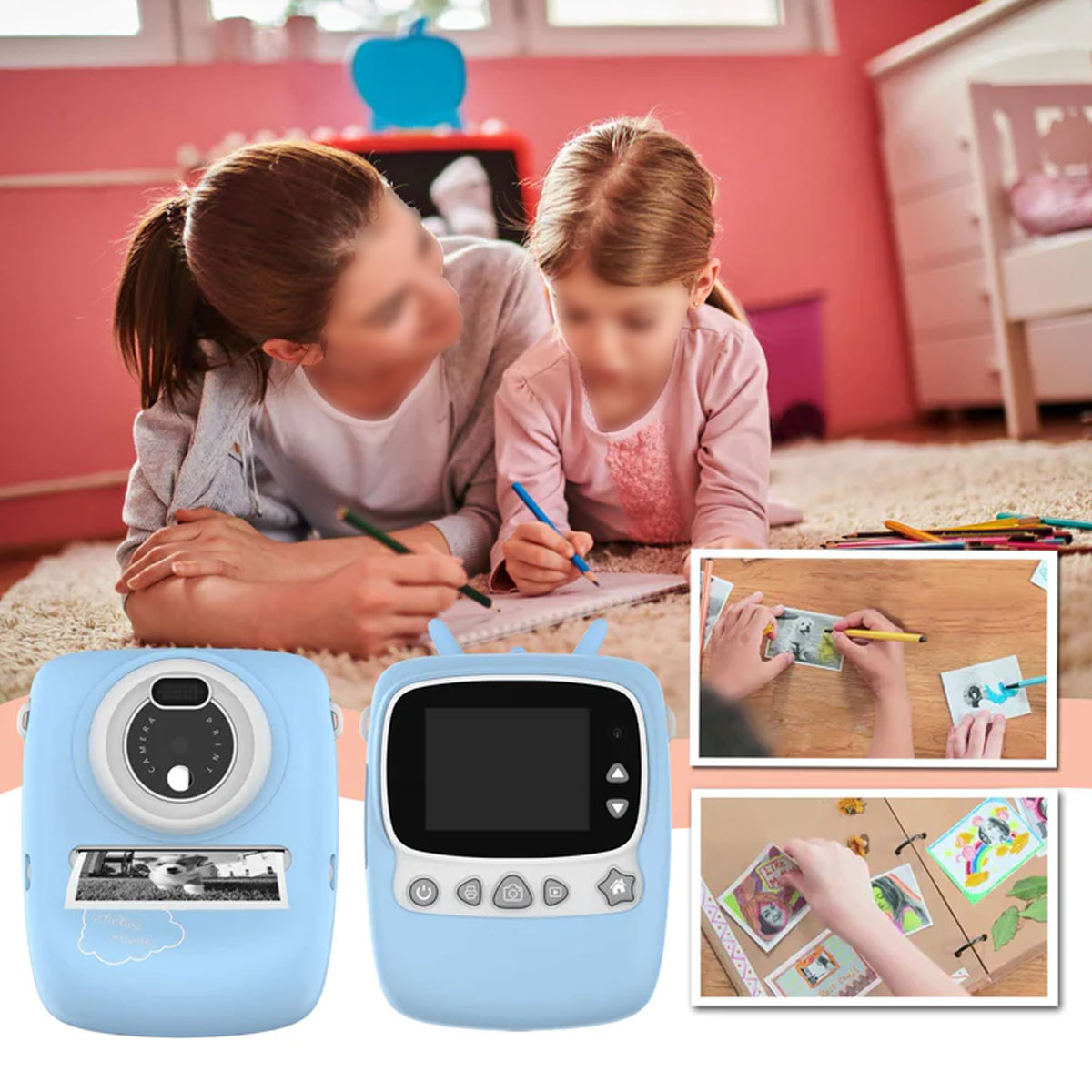 ab Kinder-Sofortbildkamera: Jahren 5 Kreativer blau 2 Kinder-Digitalkamera BRIGHTAKE Filmpakete, DIY-Spaß, Kameras,