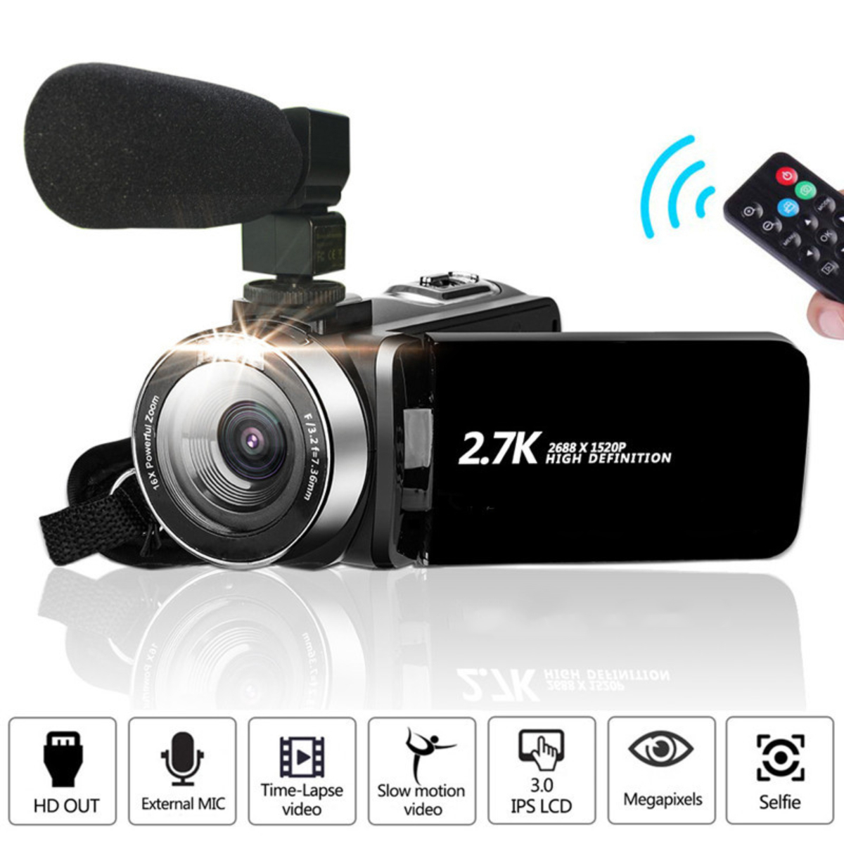 SYNTEK Camcorder Video Digitalkamera Megapixel 16Xopt. , Zoom 30 Digital-Camcorder hochauflösende Fotoaufnahme All-in-One-Kamera