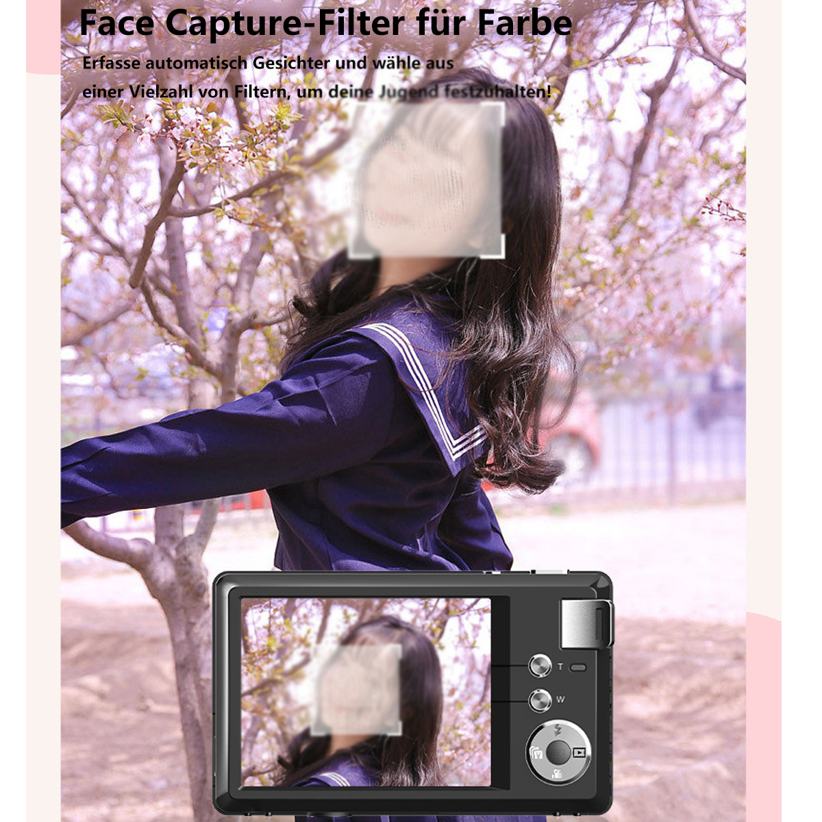 SYNTEK Digitalkamera 4K HD in Leichte Silber 3-Zoll-Großbildschirm Autofokus HD-Kamera Digitalkamera weiß, Flüssigkristallbildschirm