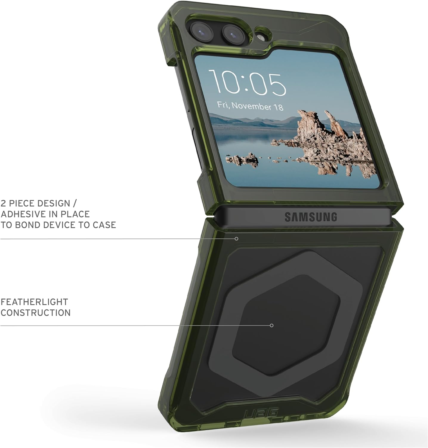 space URBAN olive Z GEAR grau (transparent) 5G, Plyo Backcover, Samsung, ARMOR Pro, / Galaxy Flip5