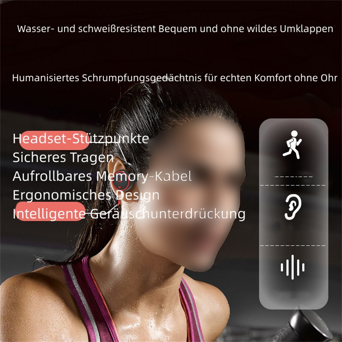 SYNTEK Bluetooth Bluetooth-Kopfhörer Pluggable On-Ear In-ear Schwarz Kopfhörer, Sports Bluetooth Schwarz Wireless Kopfhörer