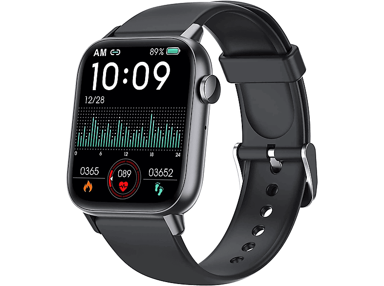 MANIKE QS108 Smartwatch stainless steel Silikon, 140 - 210 mm, Schwarz