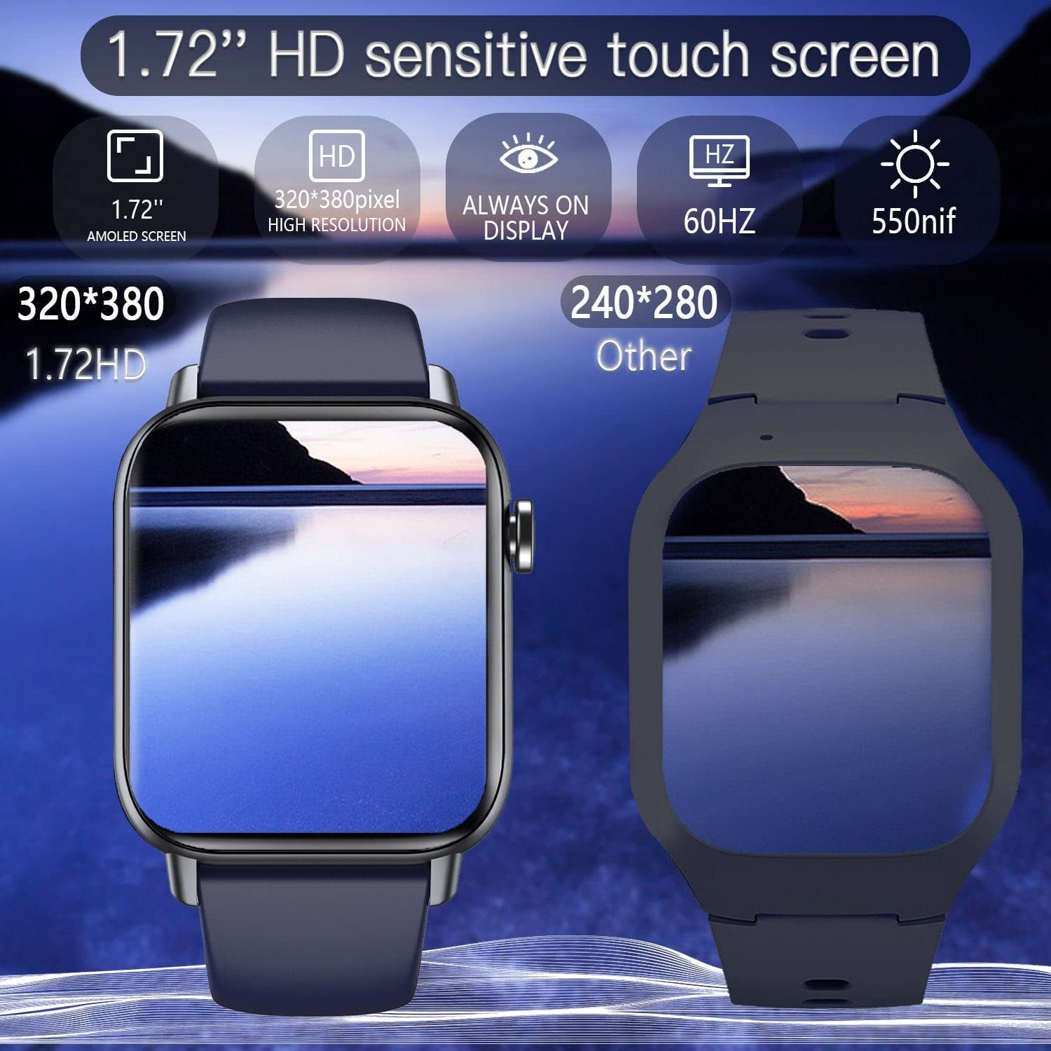 Due smartwatch con touchscreen. Caratteristiche: HD, touchscreen, 60 Hz, display always-on.