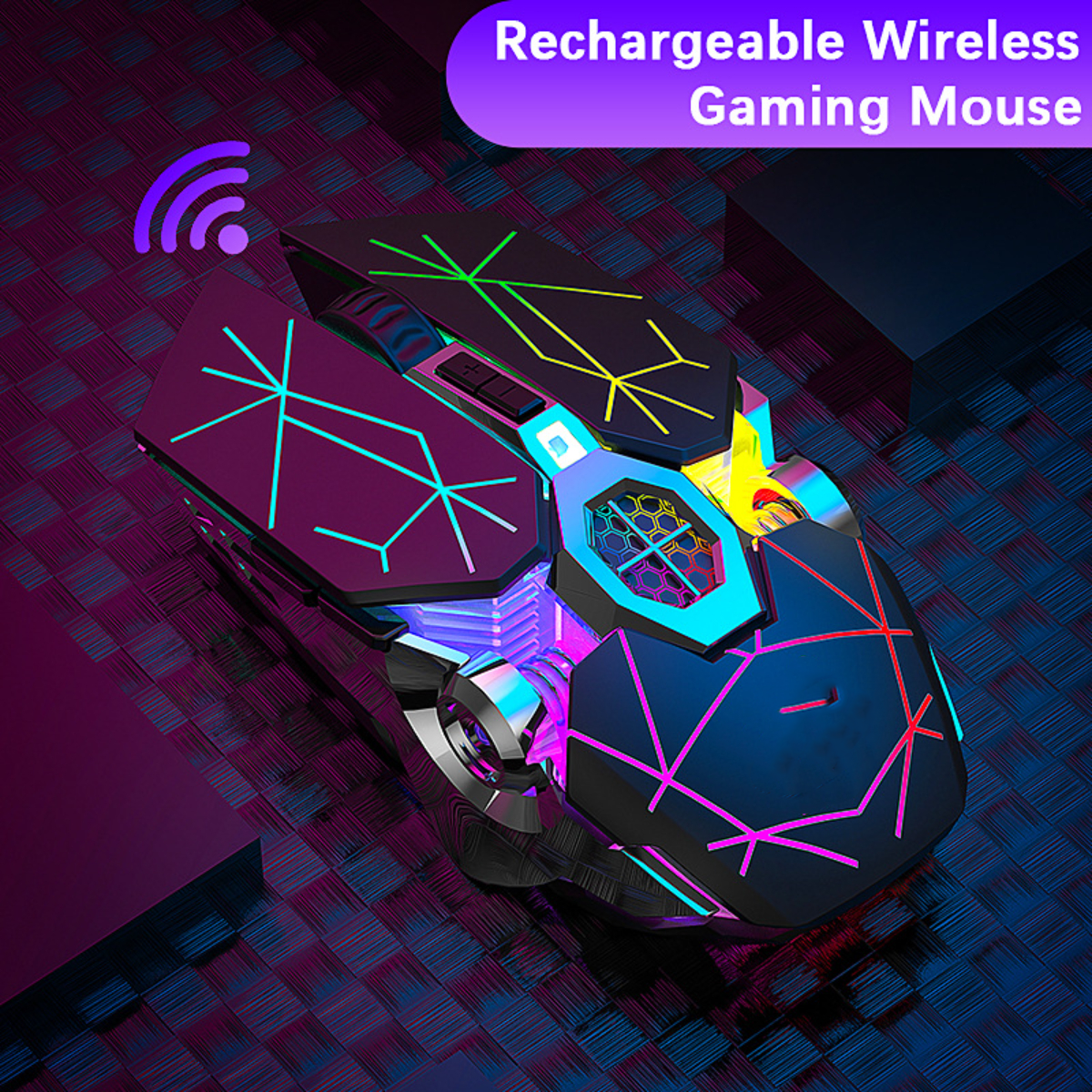 Maus, Stille Maus beleuchtete Maus Mouse Rechargeable mechanische wassergekühlte schwarz Wireless SYNTEK Gaming