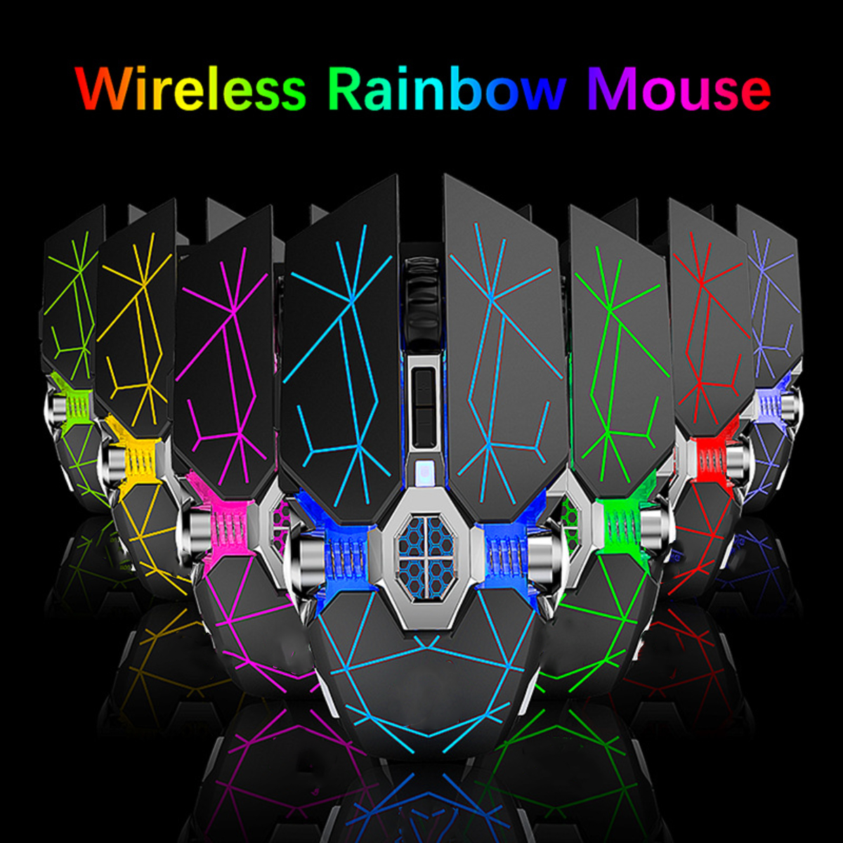 Maus wassergekühlte schwarz SYNTEK Wireless Mouse Gaming Maus Rechargeable mechanische Maus, beleuchtete Stille