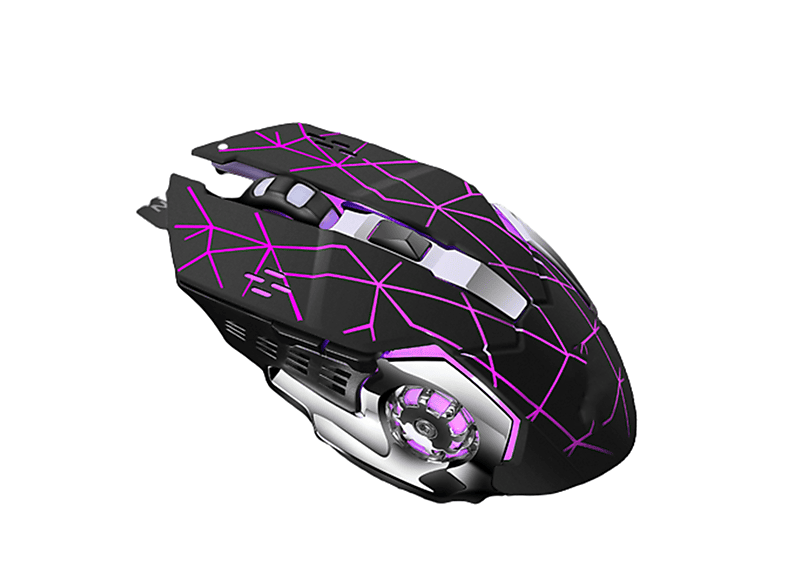 SYNTEK Maus schwarz Gaming-Maus Maus, schwarz drahtlose Maus wiederaufladbare leuchtende mechanische Büro