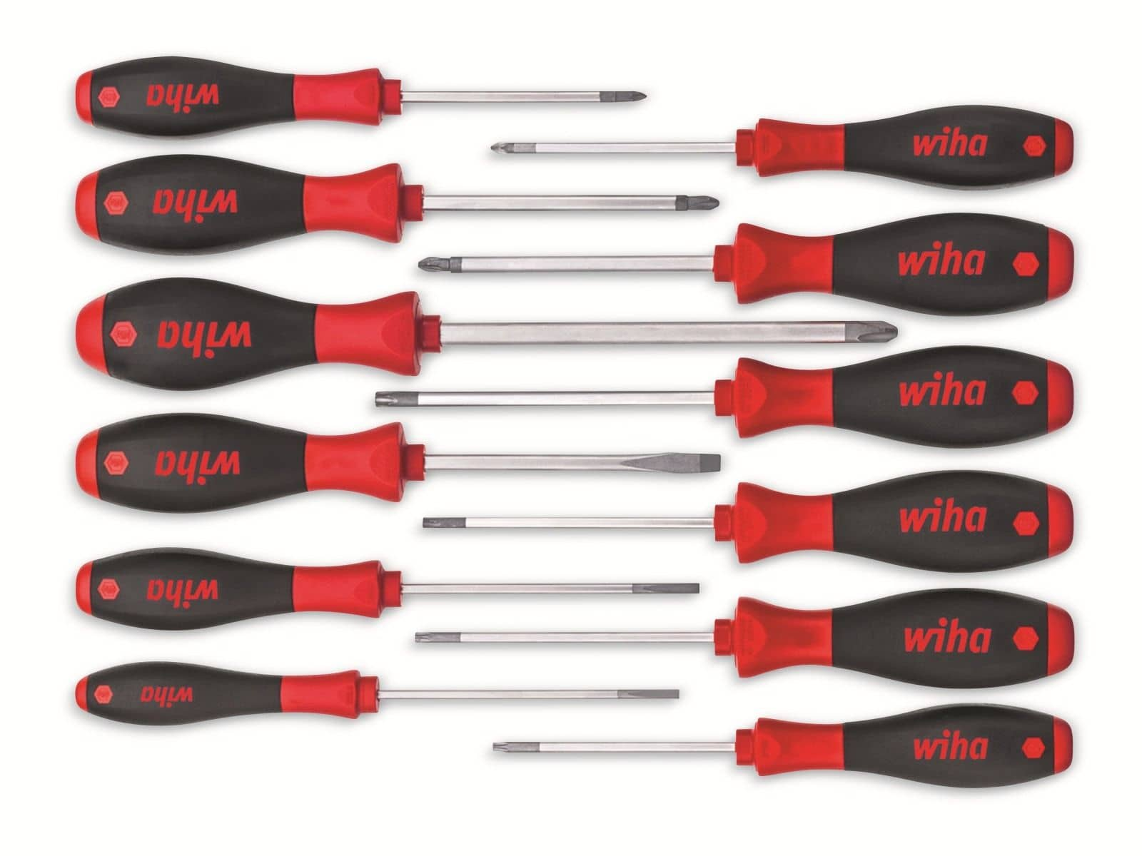 WIHA Set gemischt Schraubendreher-Set, SoftFinish, schwarz/rot 12-tlg