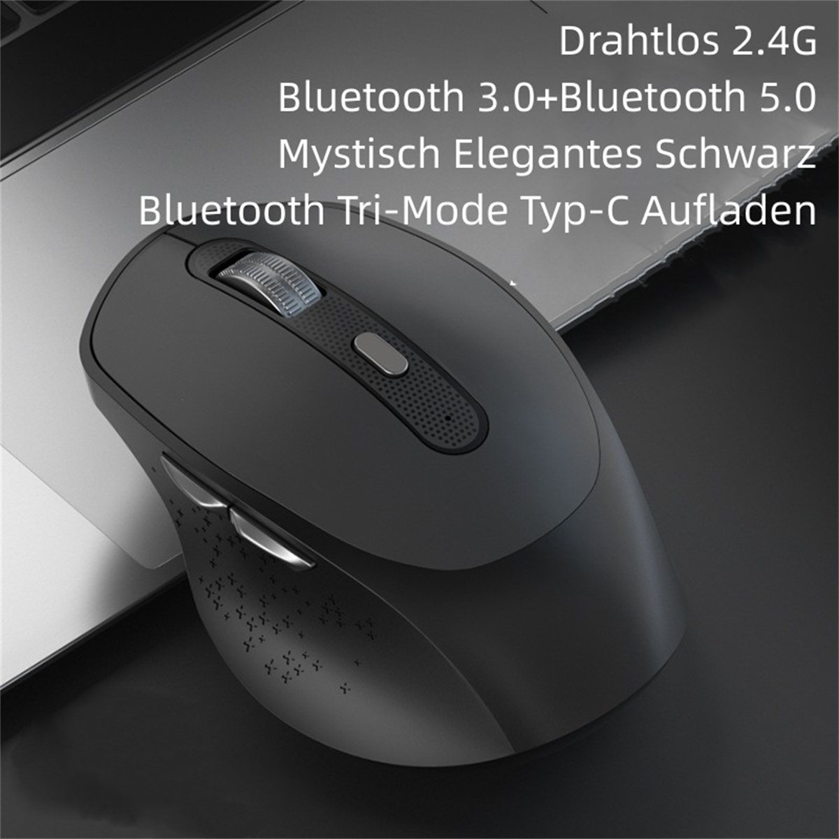 Silent Maus Wireless SYNTEK Mouse Schwarz Maus, schwarz Bluetooth Rechargeable
