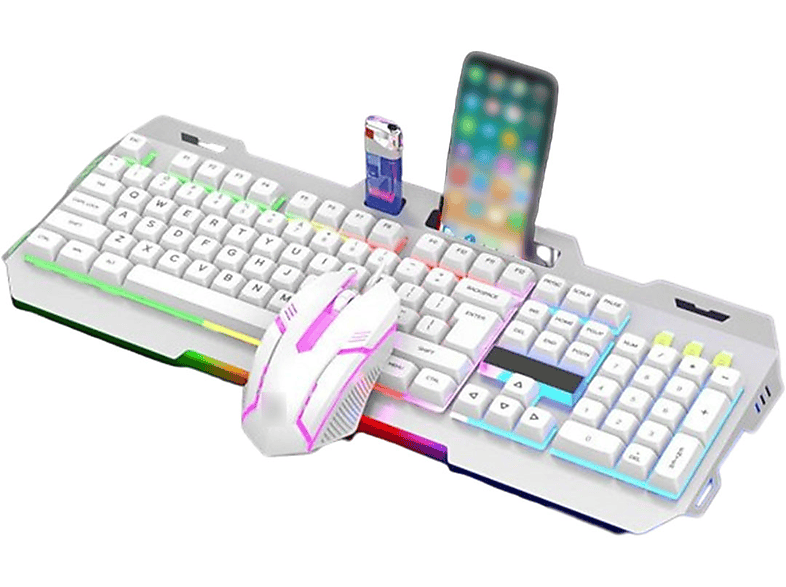 Syntek Tastatur Und Maus Set Wei Verkabeltes Usb Set Beleuchtetes