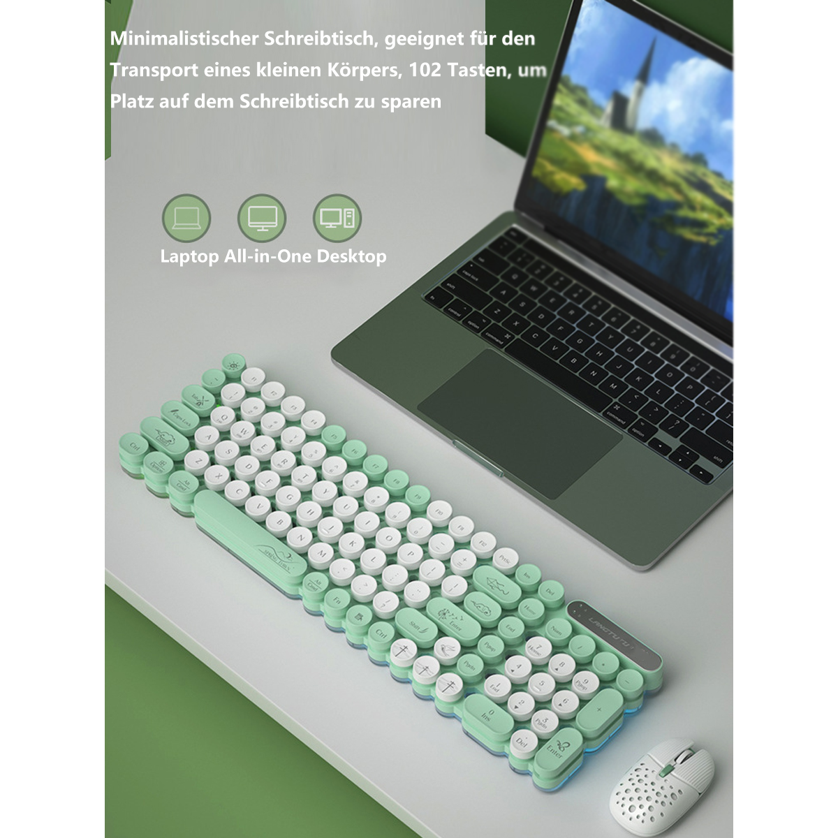 Maus-Tastatur-Set Mute Bluetooth Maus Honeycomb Office grau SYNTEK Set, Tastatur Keyboard, Waterproof 2.4G Wireless