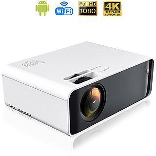 Proyector - DAM ELECTRONICS Video LED W80 con Wifi y Android 6.0 incorporado. Full HD1080P, soporta 4K. De 27 a 200 pulgadas, Resolución soportada 4096 X 2160 pixel, HD+, Blanco