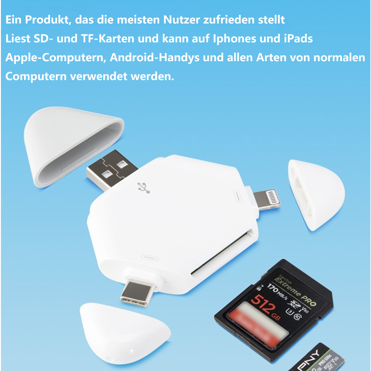 Android SD/TF Computer SYNTEK Tablet für Kartenleser Kartenleser Apple OTG Mobiltelefon/Type-C/USB Magnetkartenleser