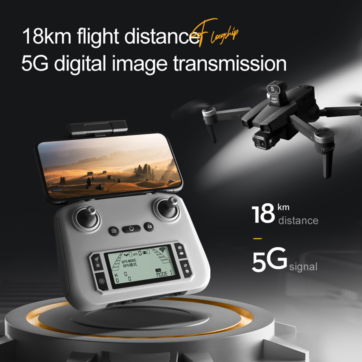 SYNTEK Drohne AE86 Mapping 5G Gimbal Hindernisvermeidung GPS Luftfahrzeug, Digital Schwarz Fluggerät Positionierung 3-Achsen unbemanntes