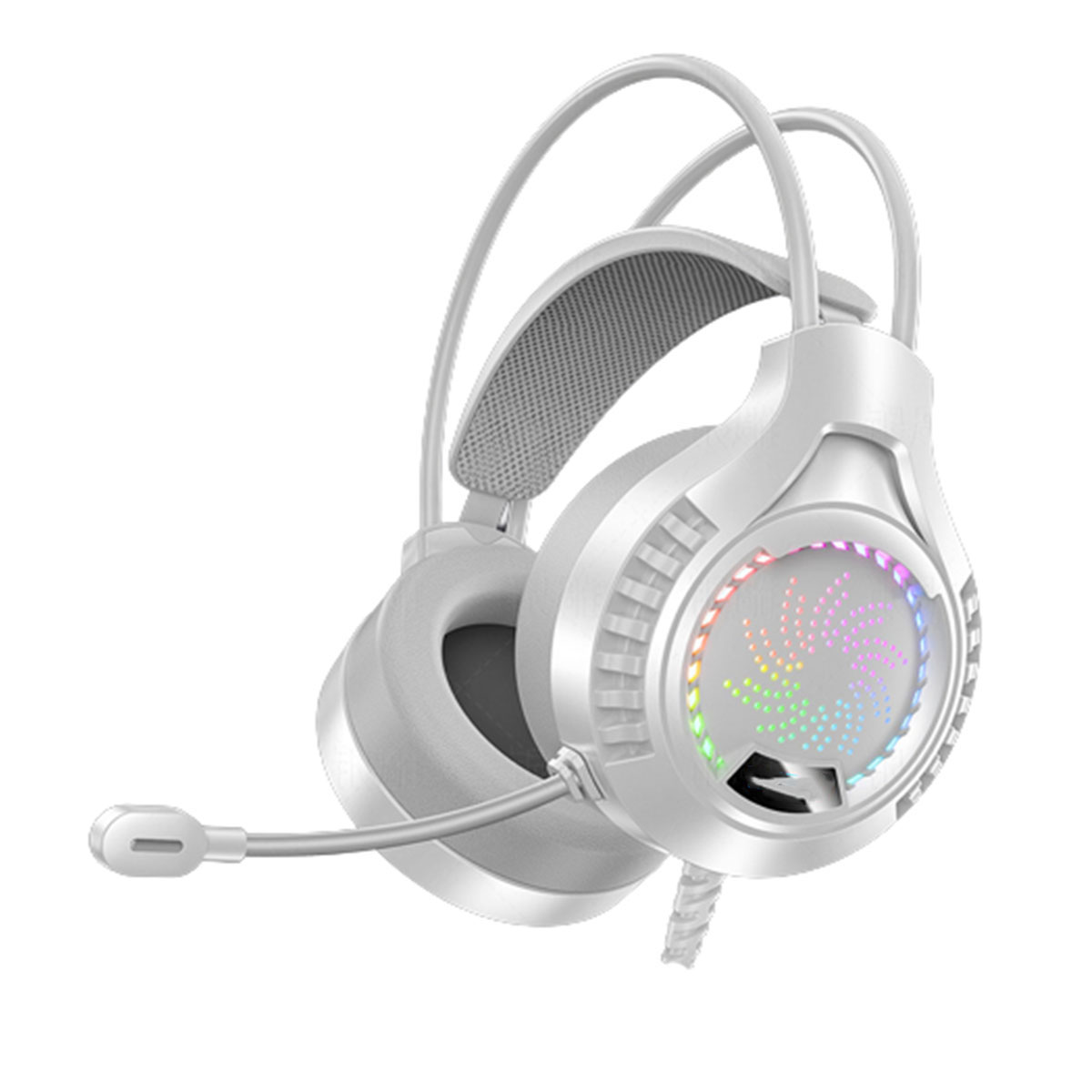 SYNTEK Headset Headset Kopfhörer weißes leuchtendes USB-Gaming-Headset, weiß Over-ear Computer-Headset kabelgebundenes Kabelgebundene