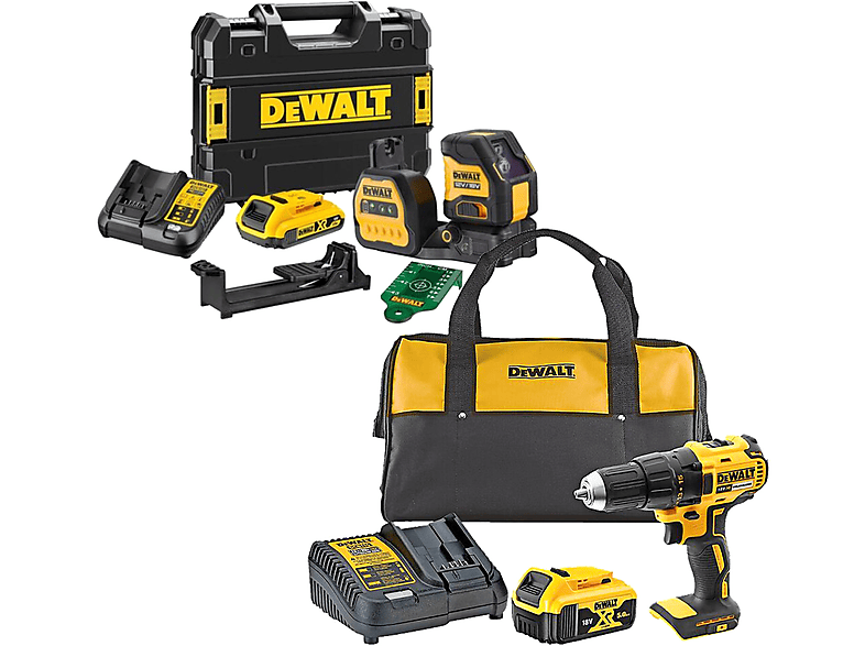 DEWALT Akku-Werkzeug-Set, schwarz/gelb DCE088D1G18-QW/DCD777P1-QW