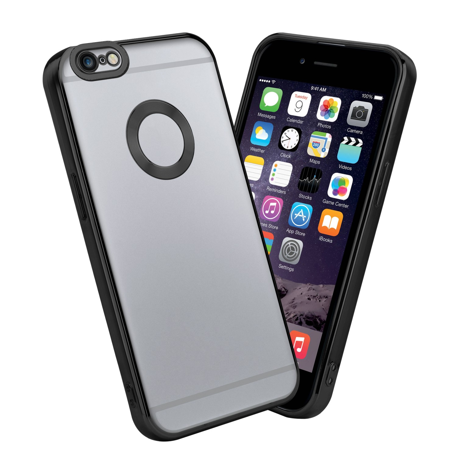 mit Apple, - / 6S Chrome CADORABO PLUS, Backcover, 6 Transparent PLUS Schwarz Applikation, Handyhülle iPhone