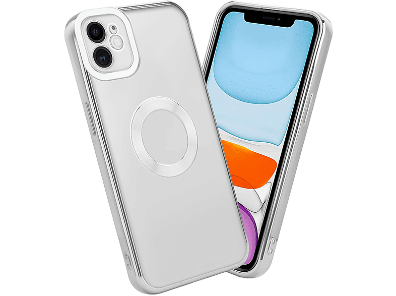Chrome - Apple, CADORABO iPhone mit Applikation, Transparent Handyhülle 12, Backcover, Silber