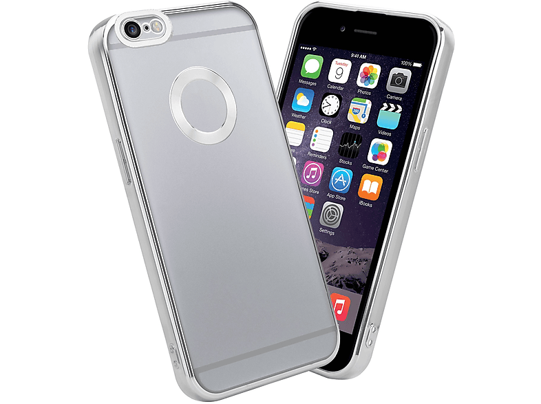 Applikation, Chrome Backcover, mit PLUS Handyhülle Silber iPhone 6 CADORABO Apple, / - 6S PLUS, Transparent