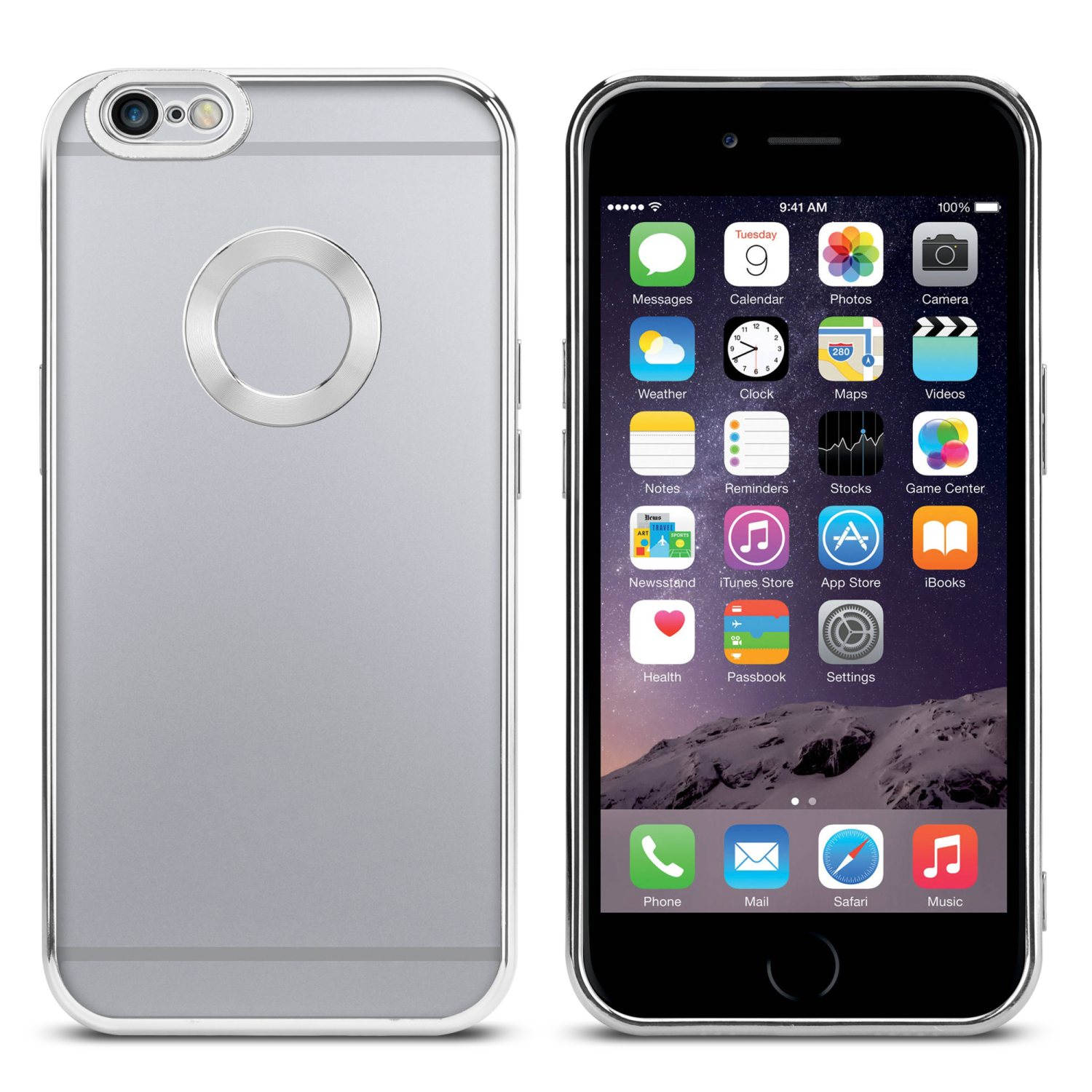 iPhone CADORABO Transparent Applikation, / PLUS Backcover, 6S Apple, mit Silber 6 - Chrome PLUS, Handyhülle