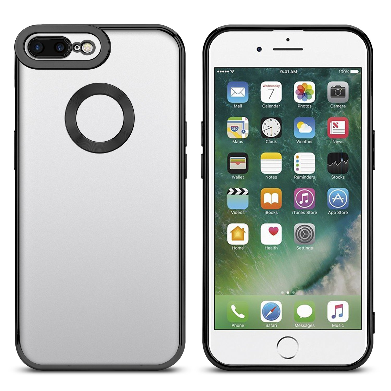 Zwei Telefone, eines in Hülle, zeigt Apps. Das andere Telefon ist rechts.