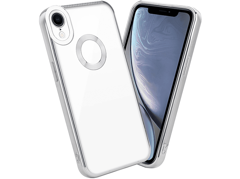 Backcover, Chrome iPhone Applikation, Apple, - mit Transparent Handyhülle Silber XR, CADORABO