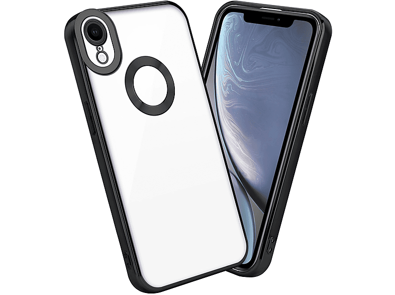 CADORABO Handyhülle mit Chrome Applikation, Backcover, Apple, iPhone XR, Transparent - Schwarz