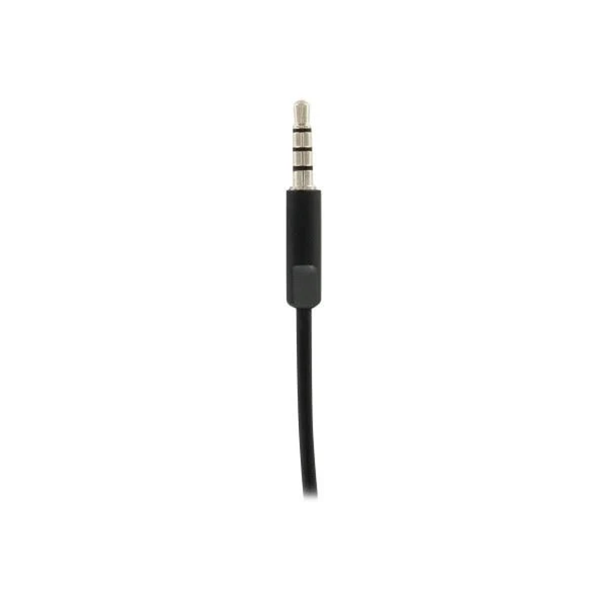 Black audio jack connector with four sections, white background.