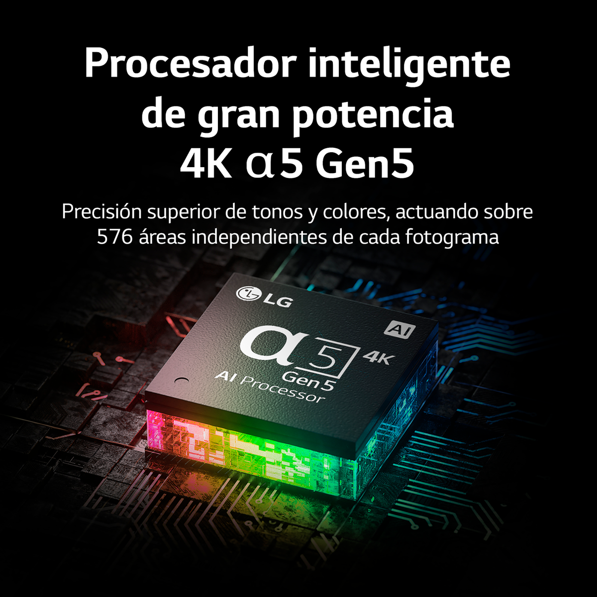 Szczegółowy obraz płytki drukowanej z tekstem opisującym procesor AI 4K.