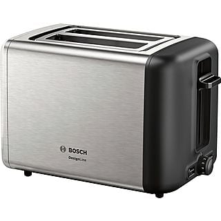 Tostadora - BOSCH 303783972, 970 W, 2,0 ranuras, 2 rebanadas, Inox