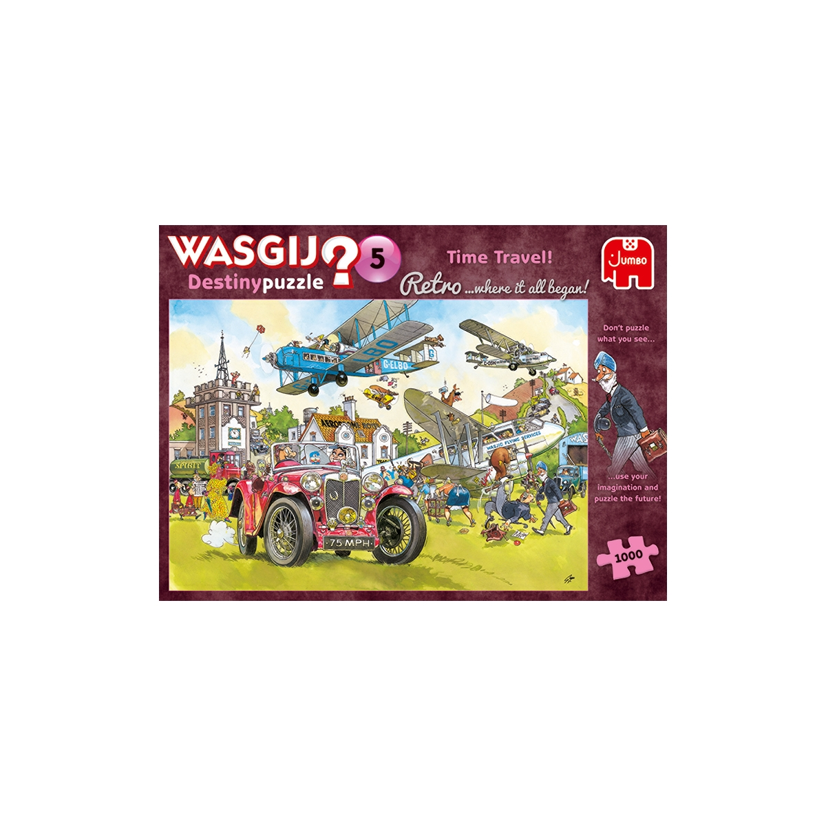 JUMBO Puzzlespiel, Teile Wasgij 25008 5-Zeitreise-1000 Puzzle Retro Destiny Mehrfarben