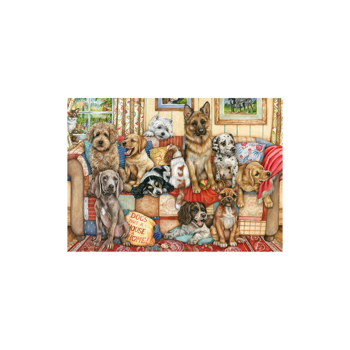 FALCON Jumbo Teile Mehrfarben Couch-1000 11293 Zubehör, Dog The Gathering Puzzle on