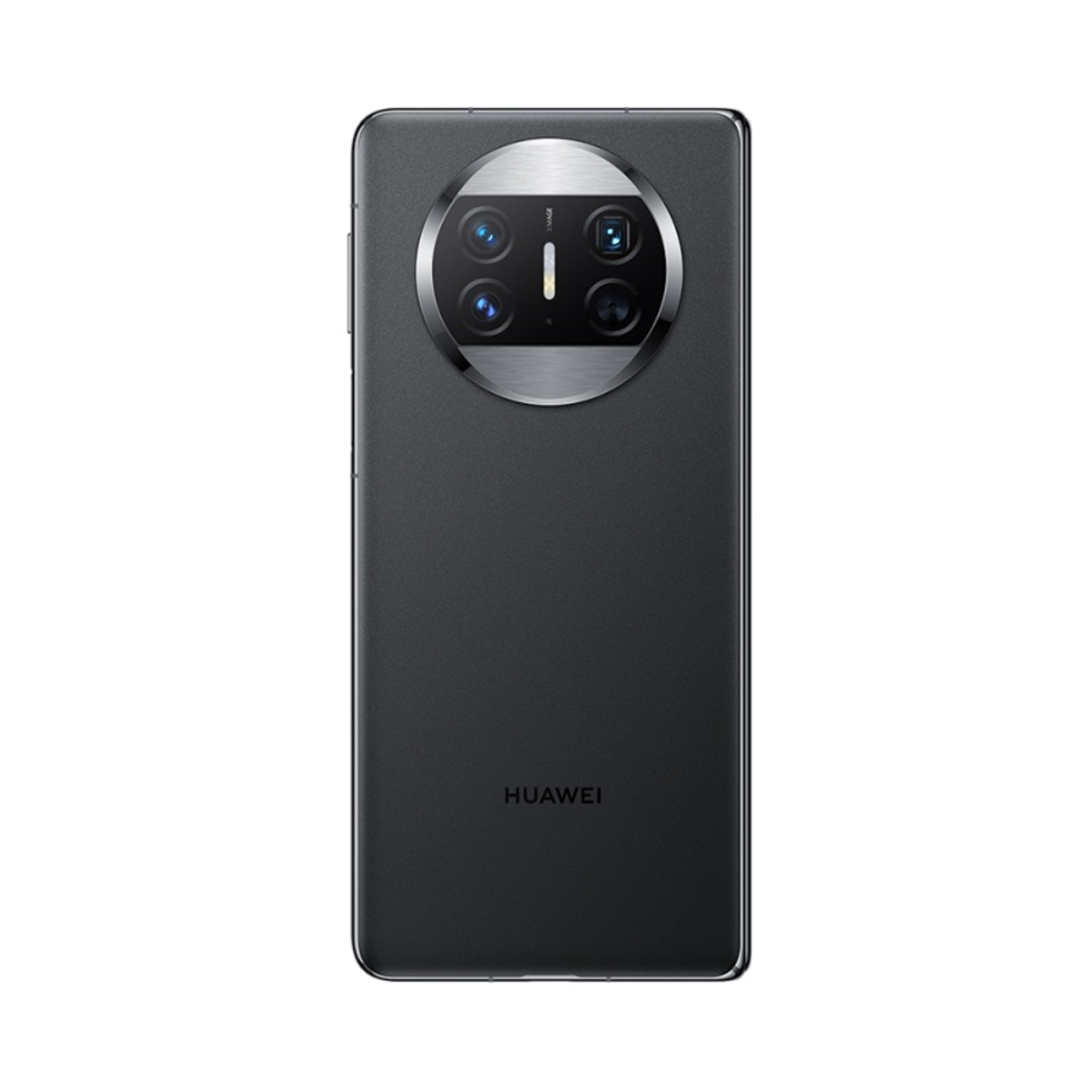 Schwarzes Huawei-Smartphone. Quad-Kamera auf der Rückseite mit großem Kameraring.