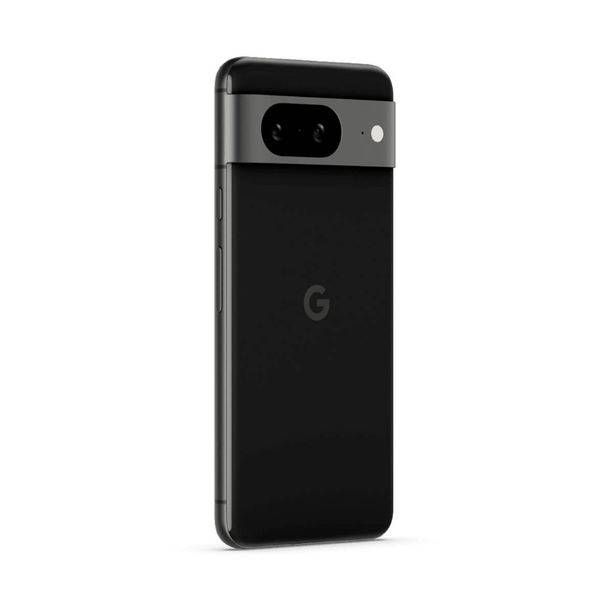 Czarny smartfon Google Pixel 7, widok z tyłu, z szarym paskiem aparatu.