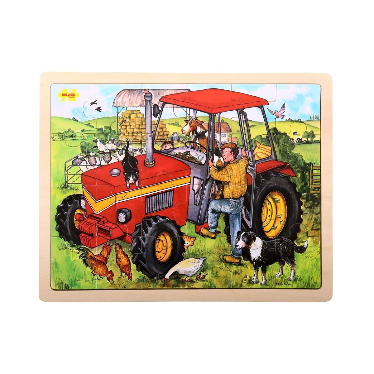 Holzpuzzle BIGJIGS Traktor Puzzle Teile - 24