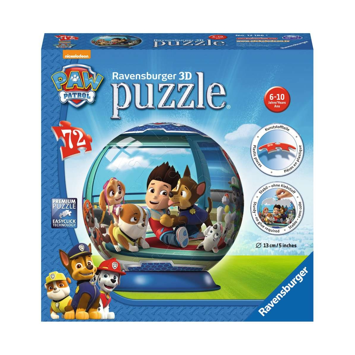 RAVENSBURGER Kinderpuzzle 12186 Paw puzzleball Puzzle Patrol