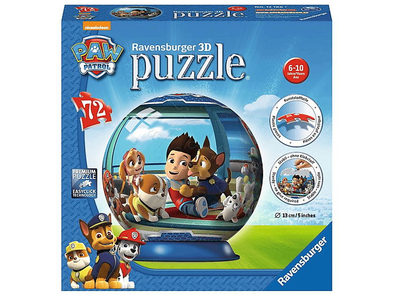 RAVENSBURGER Kinderpuzzle 12186 Paw Patrol puzzleball Puzzle