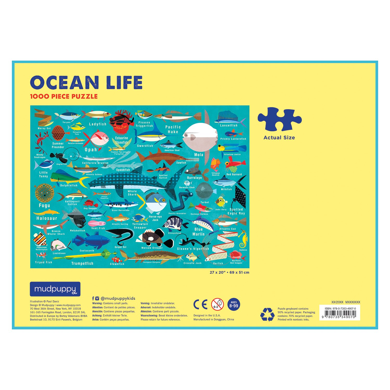 BRANDLESS Ocean Life Puzzle: 1000 Puzzle Puzzle: Supplies] Puzzle Piece Family 1000 Jigsaw P [Misc. and Piece Daviz
