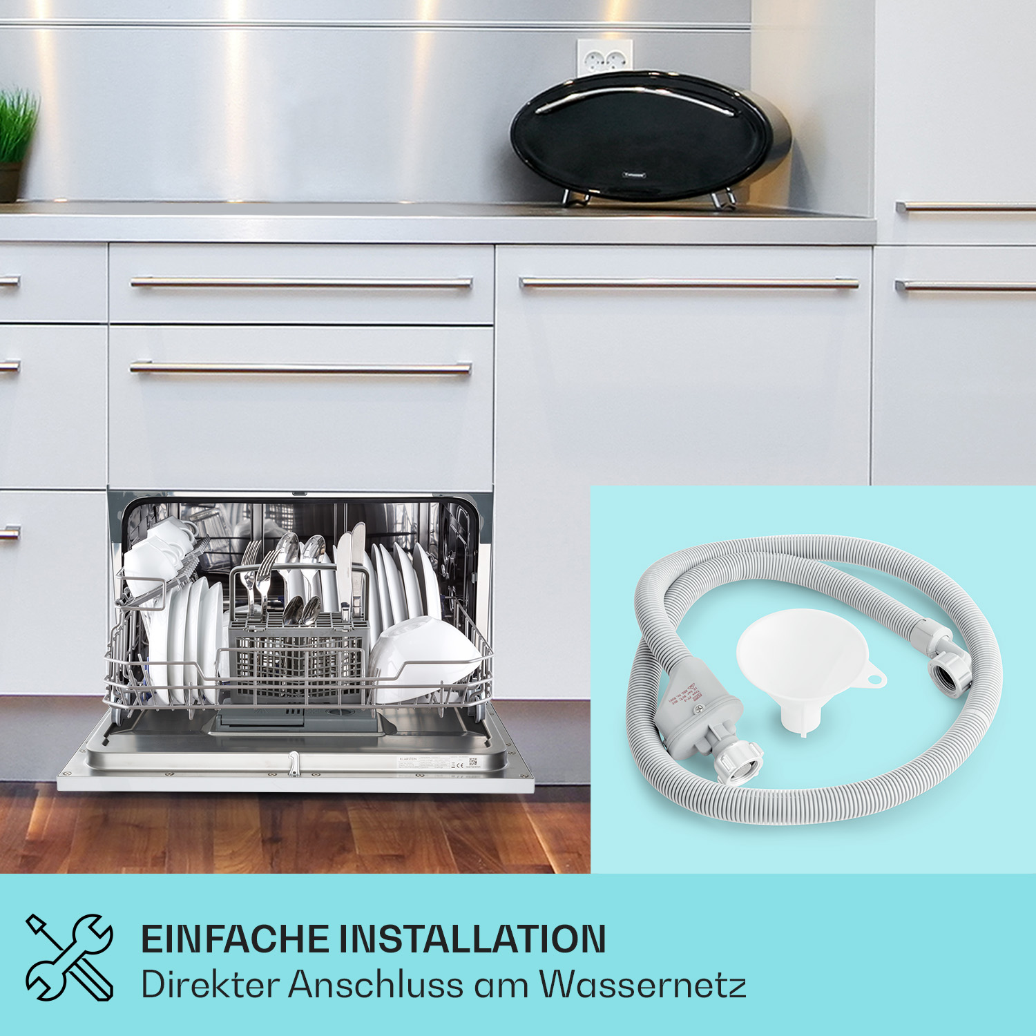 lavastoviglie KLARSTEIN Havasia UV 6 Luminance, Programmi 7, Dimensioni: L 55 cm, A 43,50 cm, P 54 cm, Rumorosità, Bianco, Classe E