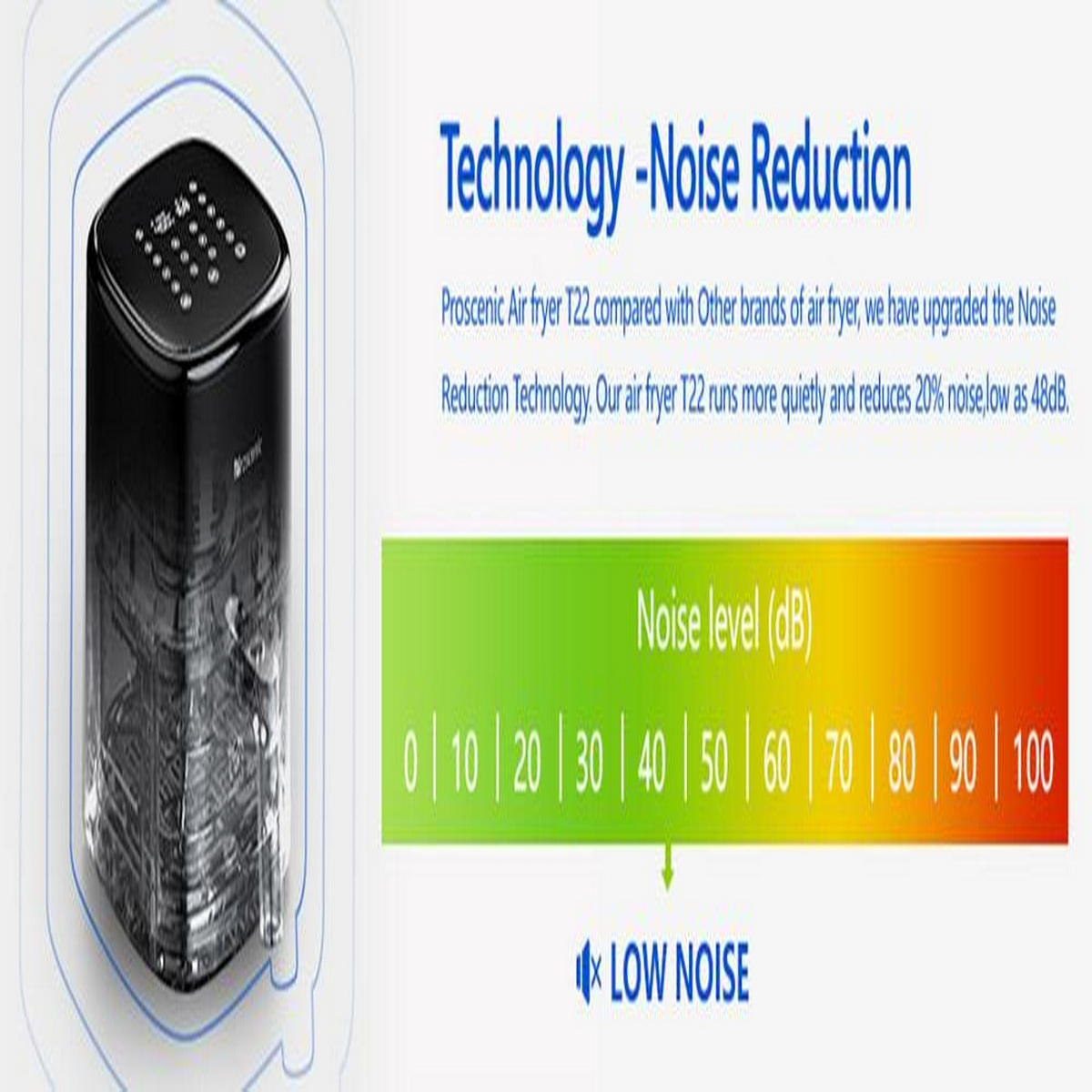 PROSCENIC T22 Schwarz Watt 1500 Heißluftfriteuse