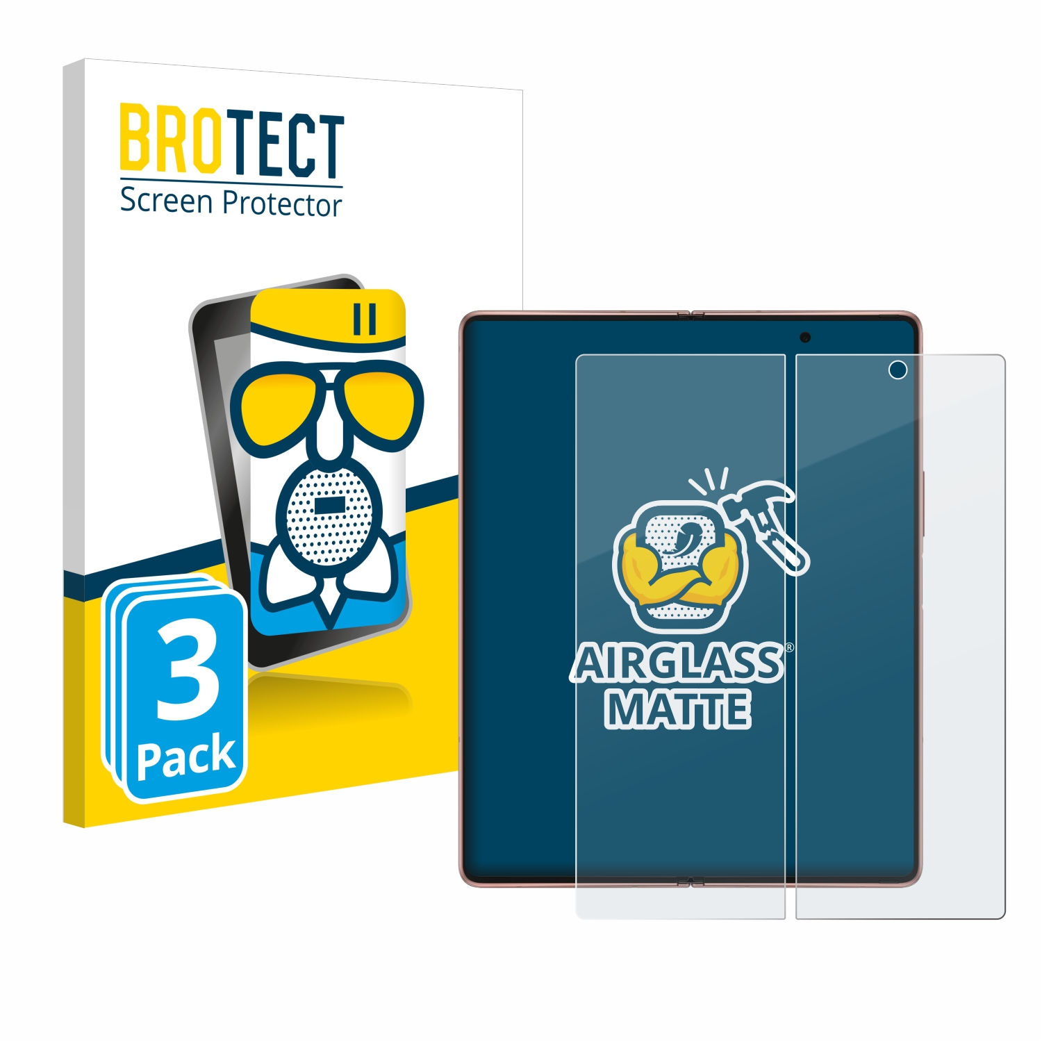 5G) 3x Samsung BROTECT matte Fold Z Galaxy Airglass Schutzfolie(für 2