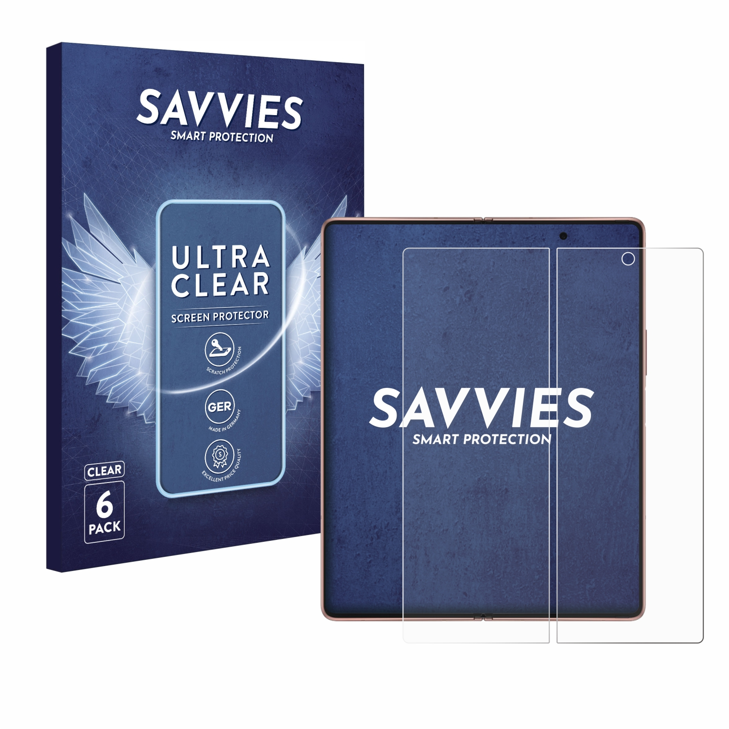 SAVVIES 6x 2 Schutzfolie(für 5G) Z klare Samsung Galaxy Fold