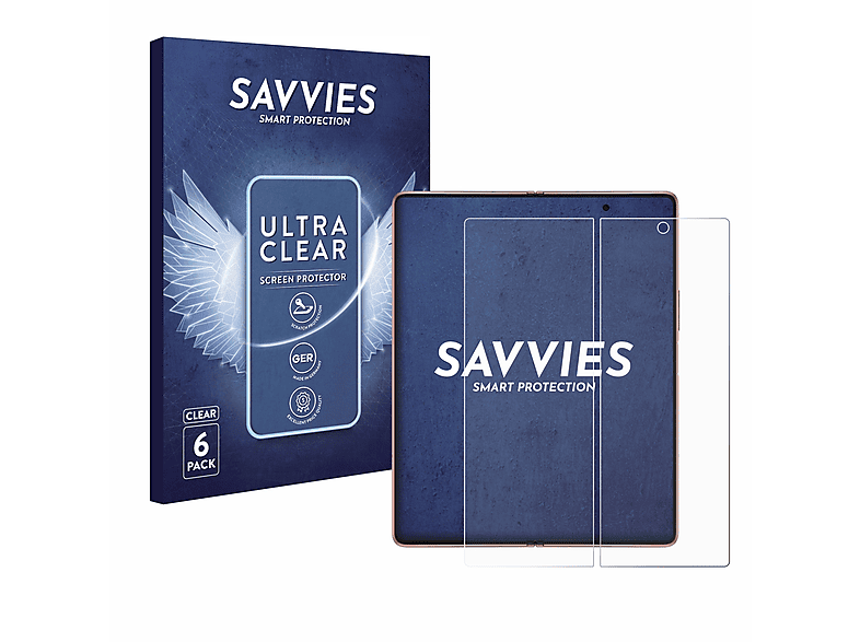 SAVVIES 6x klare Schutzfolie(für Samsung Galaxy Z Fold 2 5G)