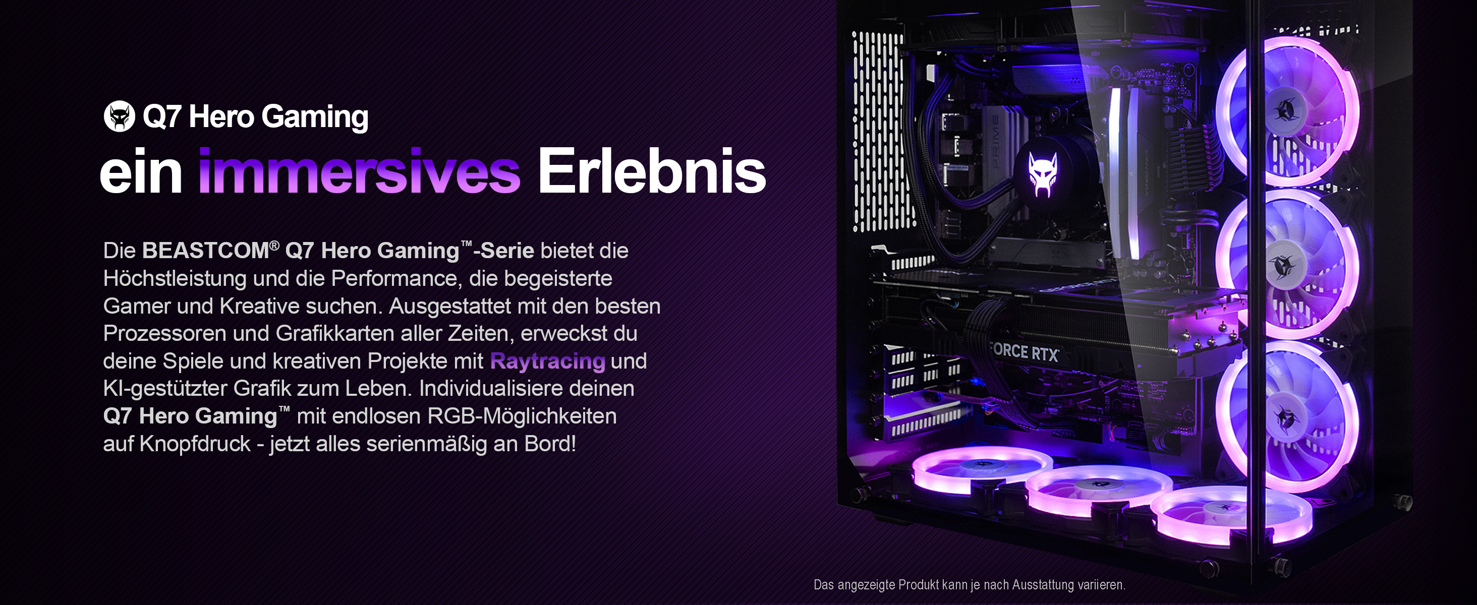 Gaming-PC-Gehäuse mit internen Komponenten, einschließlich Lüftern und Grafikkarte, beleuchtet.
