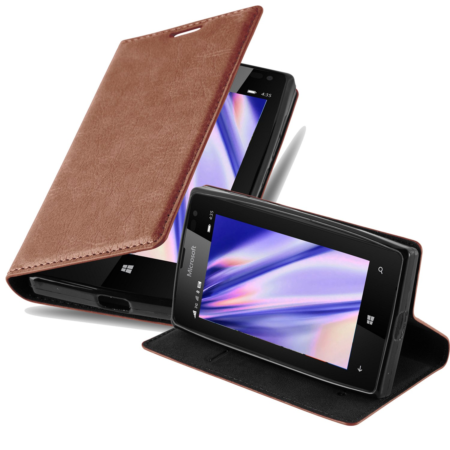 CADORABO Book BRAUN Lumia 435, Nokia, Magnet, CAPPUCCINO Bookcover, Invisible Hülle
