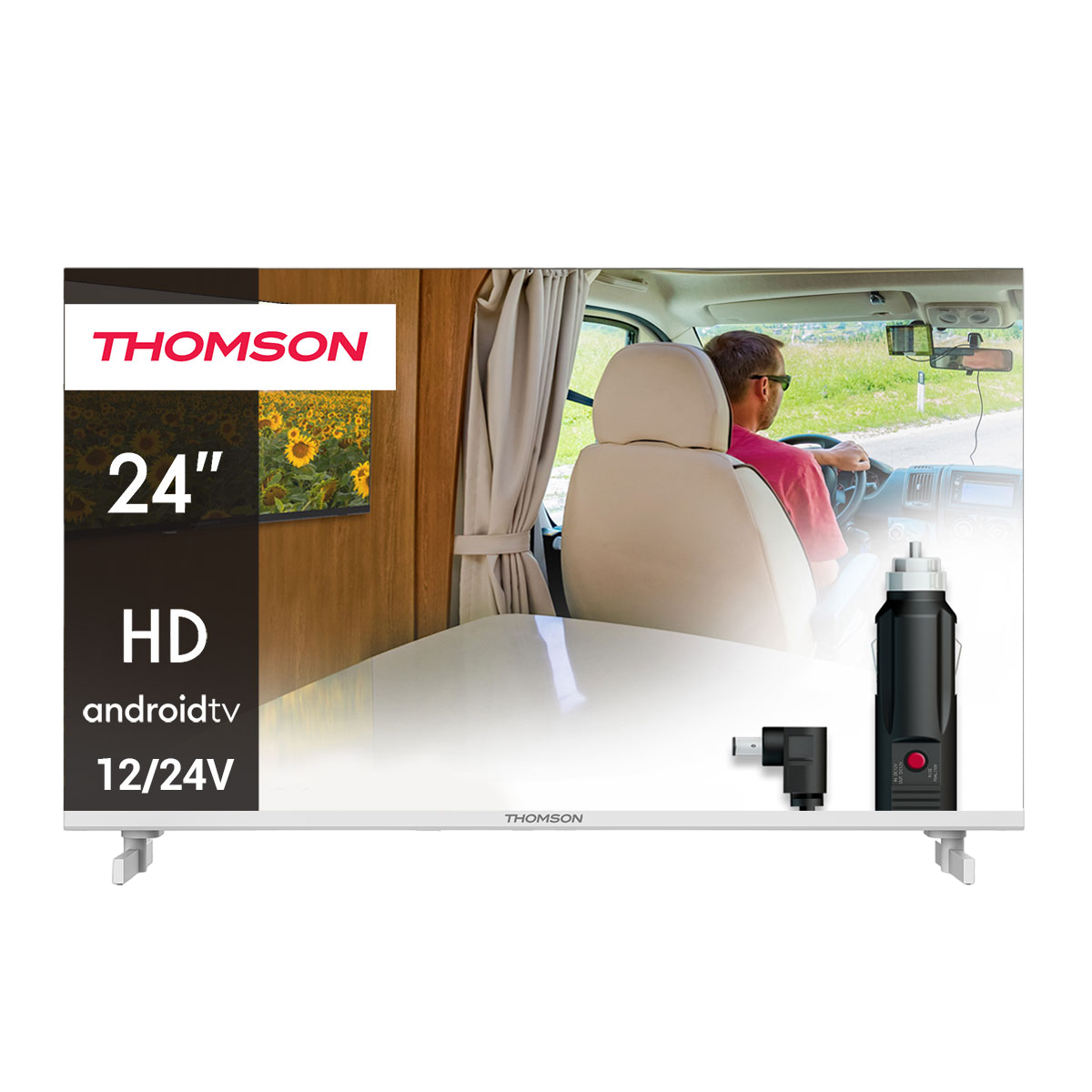 Caixun TV 24 Pouces, LED HD Téléviseur avec 3 HDMI et 2 USB, Triple