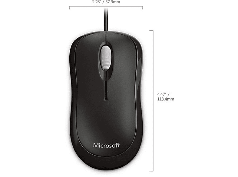 MICROSOFT Basic Optical Mouse (Maus, Standard, black schwarz) kabelgebunden