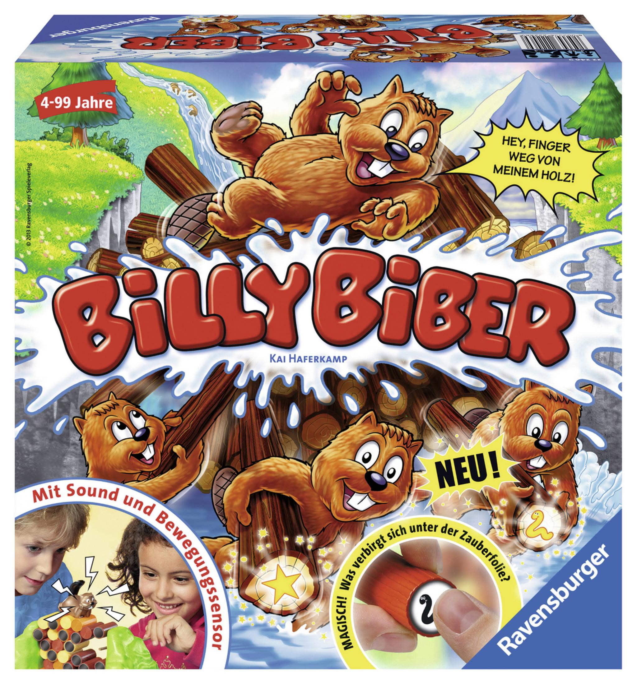 Pudełko gry planszowej z kreskówkowymi bobrami. Gra o bobrach na kłodach, bóbr na okładce się uśmiecha.