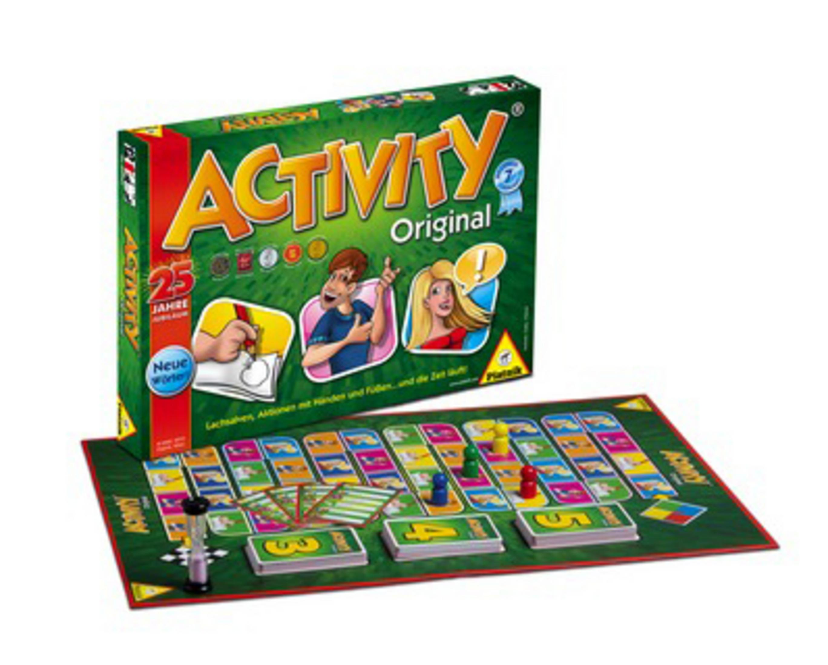 Eine Brettspielbox mit Personen auf dem Cover, der Titel ist Activity.